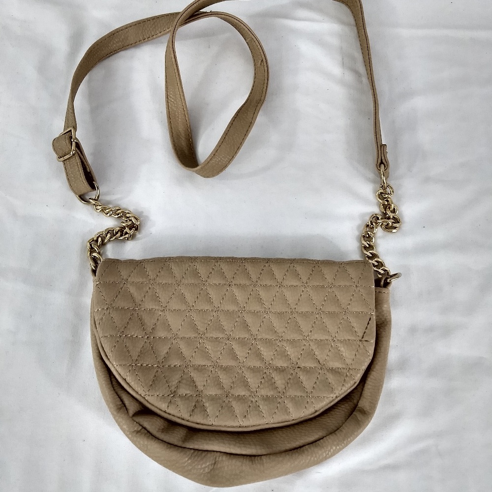 CHARMING CHARLIE Satchel Wallet Taupe w/Chains